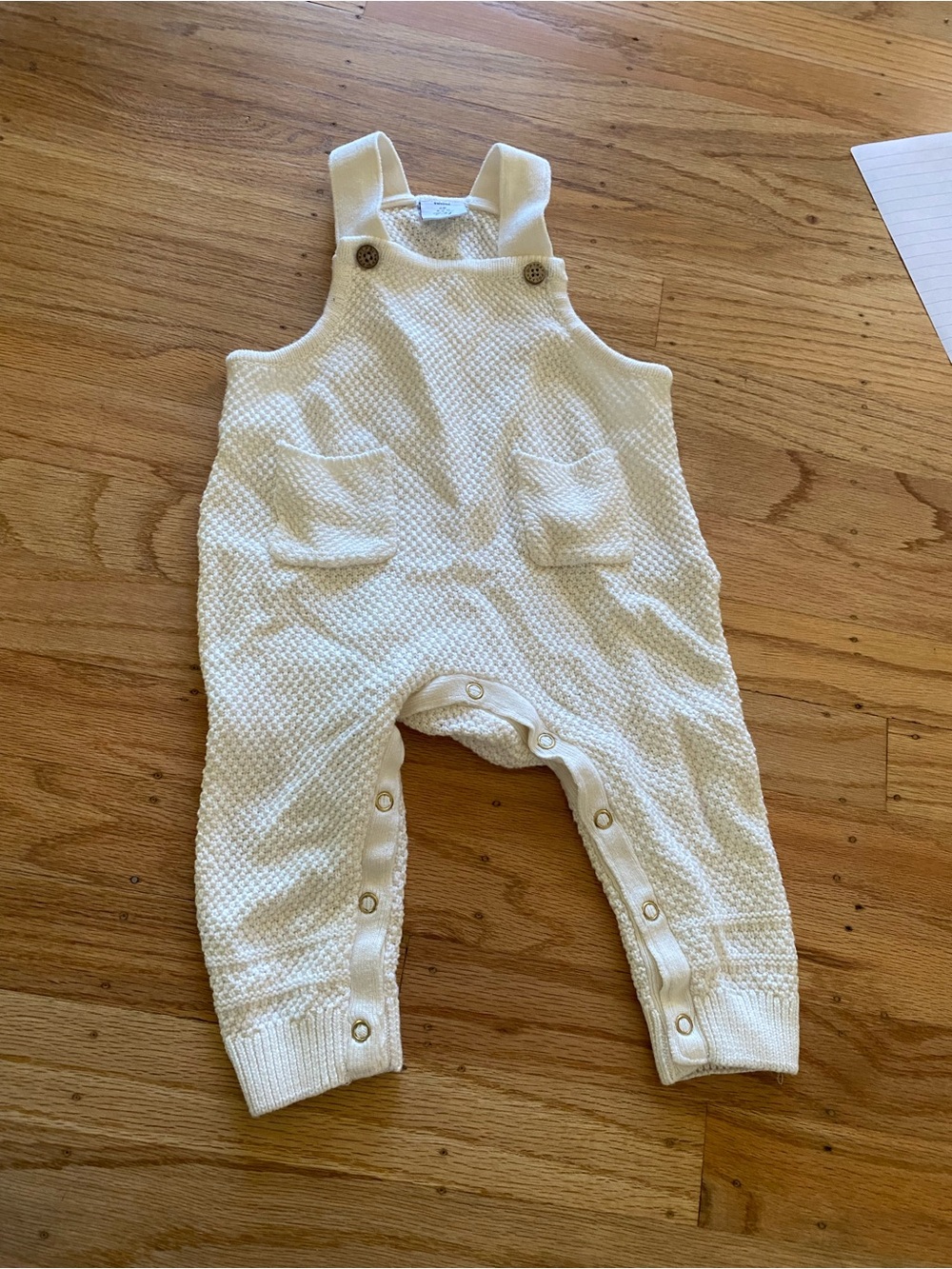 Polarn O. Pyret Cream Knit Baby Overalls